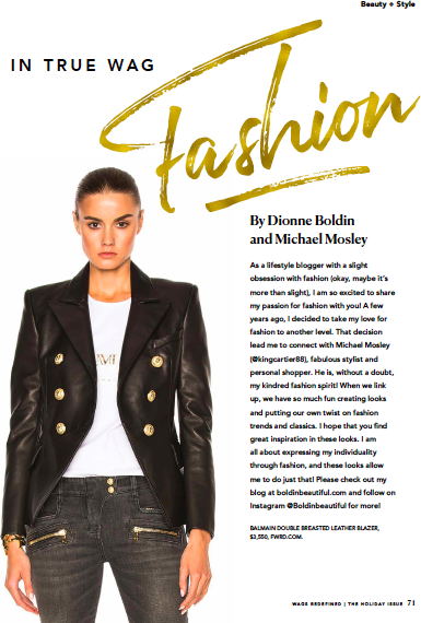 In True WAG Fashion editorial page from the WAGS Redefined Holiday Issue