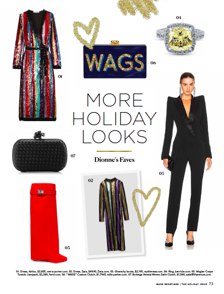 More Holiday Looks styling spread from the WAGS Redefined Holiday Issue, featuring Dionne's favourite party pieces