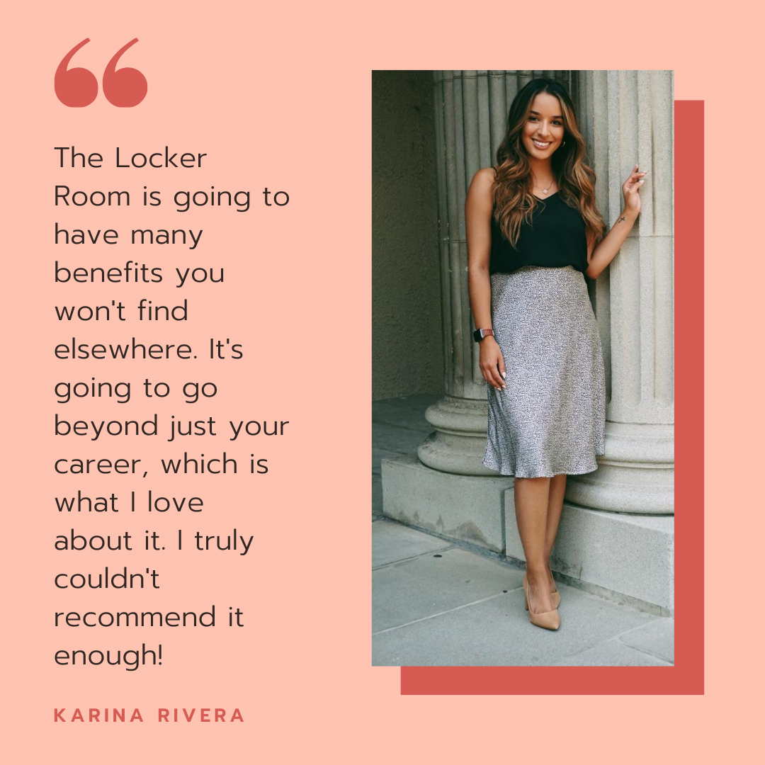 Testimonial graphic from Karina Rivera about The Sport Sorority membership