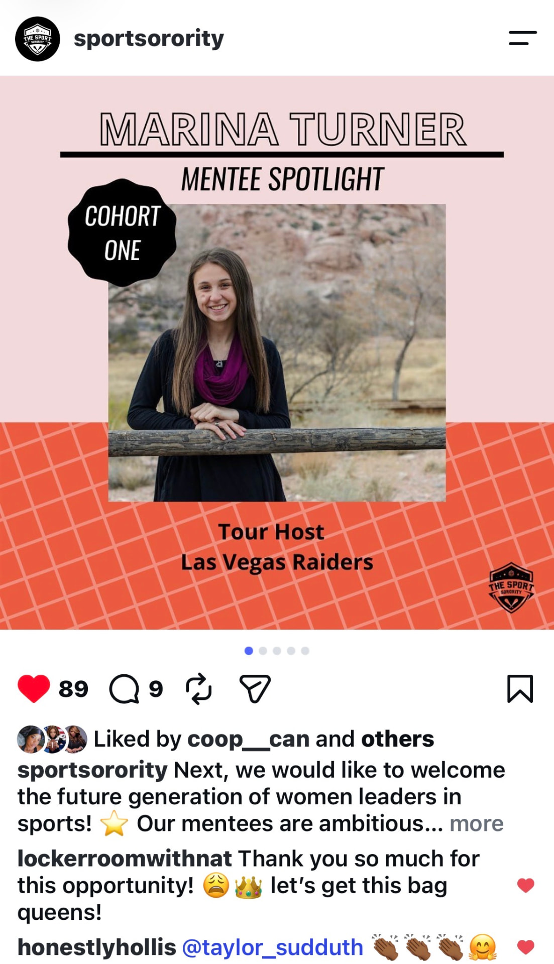 Mentee spotlight graphic for Cohort One mentee Marina Turner