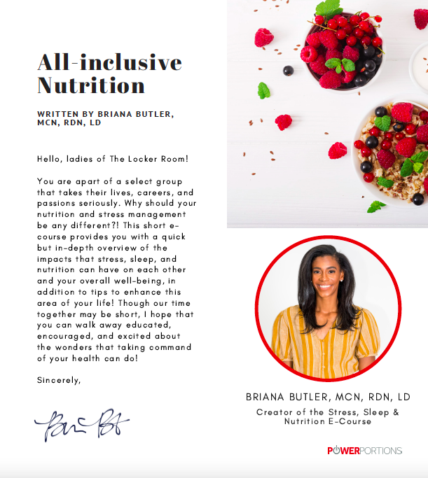 Opening letter of the All-inclusive Nutrition e-course written by member Briana Butler, MCN, RDN, LD