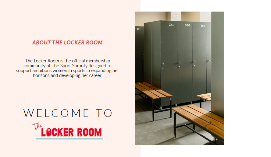 Welcome to The Locker Room brand page describing the official membership community of The Sport Sorority